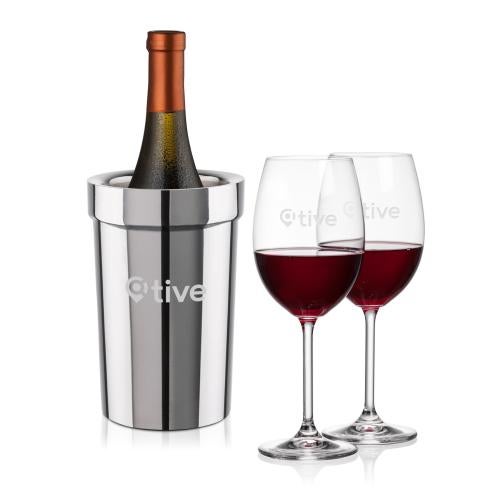 Corporate Recognition Gifts - Etched Barware - Milano Wine Cooler & Blyth Wine Set
