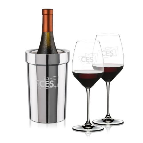 Corporate Recognition Gifts - Etched Barware - Milano Wine Cooler & RIEDEL Extreme Wine Set
