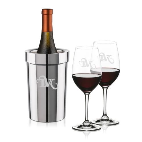 Corporate Recognition Gifts - Etched Barware - Milano Wine Cooler & RIEDEL Oenologue Wine Set
