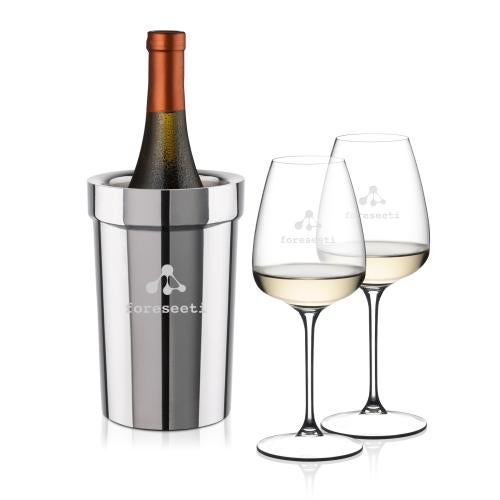 Corporate Recognition Gifts - Etched Barware - Milano Wine Cooler & RIEDEL Trauben Wine Set