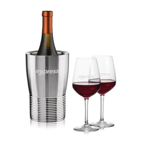Corporate Recognition Gifts - Etched Barware - Genoa Wine Cooler & Mandelay Wine Set