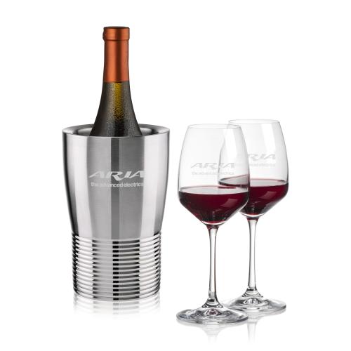 Corporate Recognition Gifts - Etched Barware - Genoa Wine Cooler & Oldham Wine Set