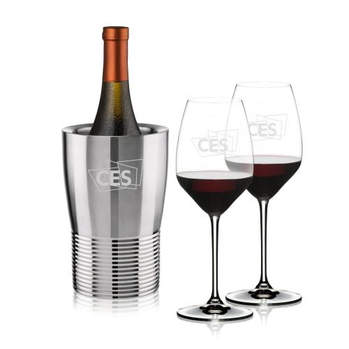Corporate Recognition Gifts - Etched Barware - Genoa Wine Cooler & RIEDEL Extreme Wine Set