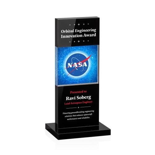 Corporate Awards - Crystal Awards - Basilia Full Color Black Crystal Award