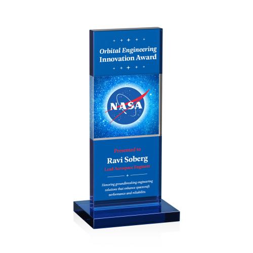 Basilia Full Color Blue Crystal Award Corporate Awards - Crystal Awards - Basilia Full Color Blue Crystal Award
