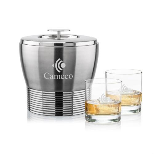 Genoa Ice Bucket & Aristocrat On-the-Rocks Set Corporate Recognition Gifts - Etched Barware - Genoa Ice Bucket & Aristocrat On-the-Rocks Set