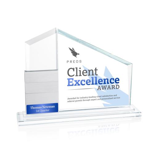 Castlewood Full Color Silver Crystal Award Corporate Awards - Crystal Awards - Castlewood Full Color Silver Crystal Award