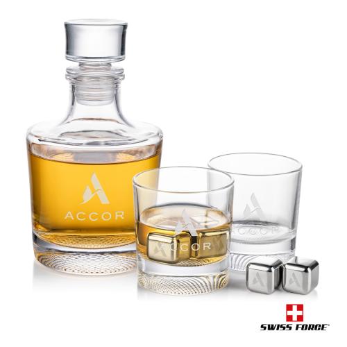 Corporate Recognition Gifts - Etched Barware - Baldwin Decanter Set & Ice Cubes