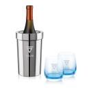 Milano Wine Cooler & Soudan Blue Stemless Wine
