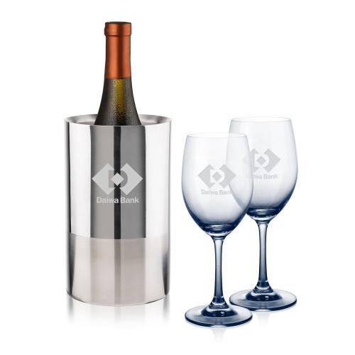 Corporate Recognition Gifts - Etched Barware - Catania Wine Cooler & Soudan Wine Smoke