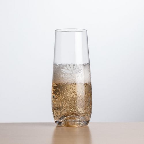 Corporate Gifts, Recognition Gifts and Desk Accessories - Etched Barware - Edderton Stemless Flute - Deep Etch 7.5oz