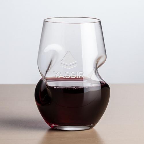 Corporate Gifts, Recognition Gifts and Desk Accessories - Etched Barware - Wine Glasses - Stemless Wine Glasses - Tallandale Stemless Wine - Deep Etch 8oz