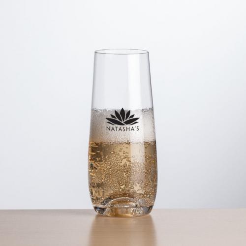 Corporate Gifts, Recognition Gifts and Desk Accessories - Etched Barware - Edderton Stemless Flute - Imprinted 7.5oz