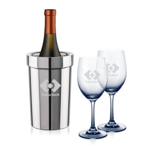 Corporate Recognition Gifts - Etched Barware - Milano Wine Cooler & Soudan Smoke Wine