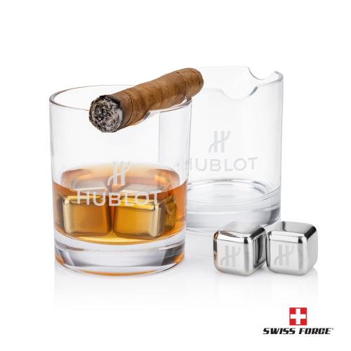 Corporate Recognition Gifts - Etched Barware - Swiss Force&reg; S/S Ice Cubes & 2 Veradero OTR