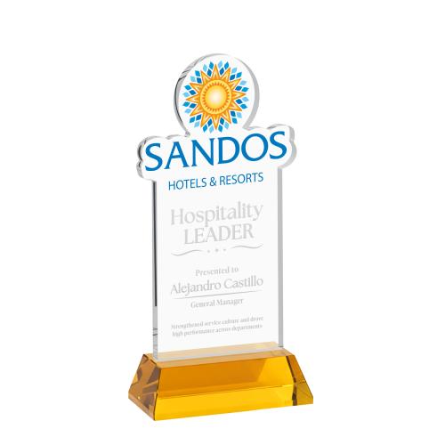 Corporate Awards - Crystal Awards - EdgeCraft Rectangle on Hartford - Amber (via Air)