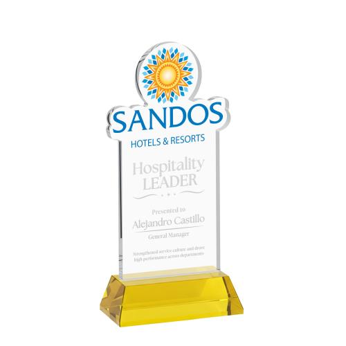 Corporate Awards - Crystal Awards - EdgeCraft Rectangle on Hartford - Gold (via Air)