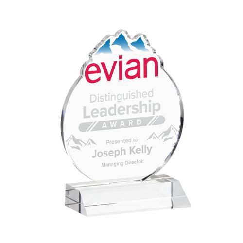Corporate Awards - Crystal Awards - EdgeCraft Round on Mitered - Clear (via Air)