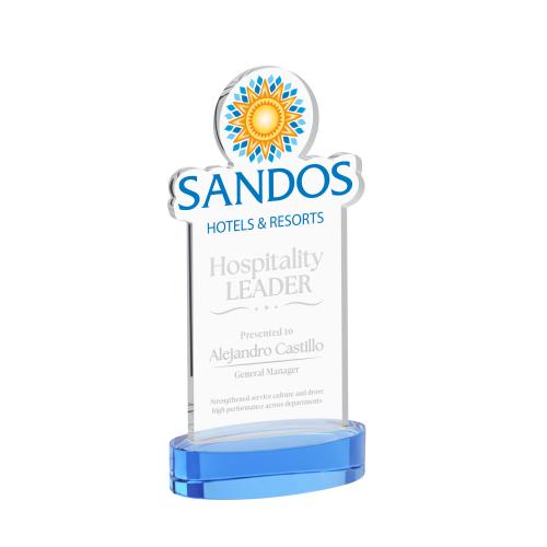 Corporate Awards - Crystal Awards - EdgeCraft Rectangle on Alberton - Sky Blue (via Ocean)