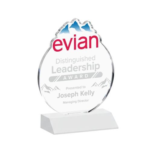 Corporate Awards - Crystal Awards - EdgeCraft Round on Mitered - White (via Ocean)