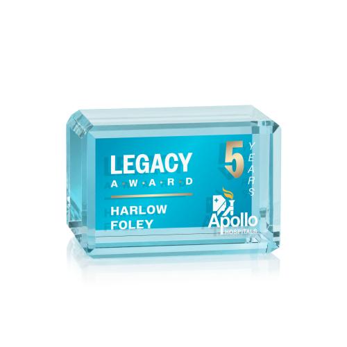 Corporate Awards - Crystal Awards - Fulton Cube Full Color Double Sided Horizontal Rectangle Crystal Award