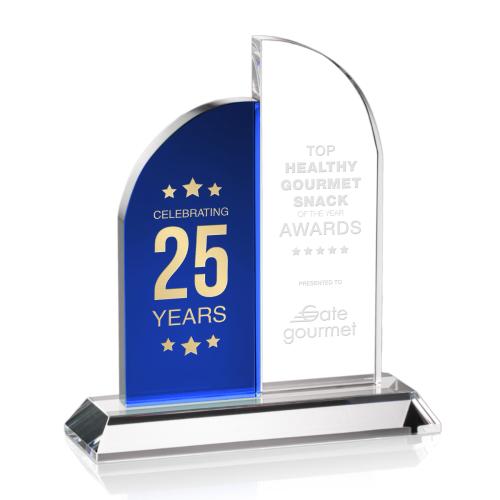Corporate Awards - Crystal Awards - Colored Crystal - Bassett Sail Crystal Award