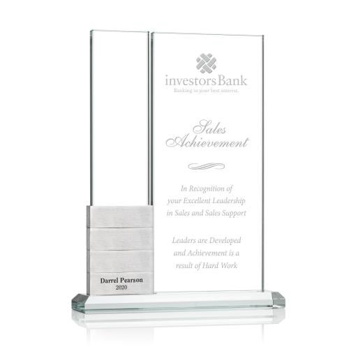Corporate Awards - Award Plaques - Perpetual Plaques - Jovita Add-a-Block Silver Rectangle Crystal Award