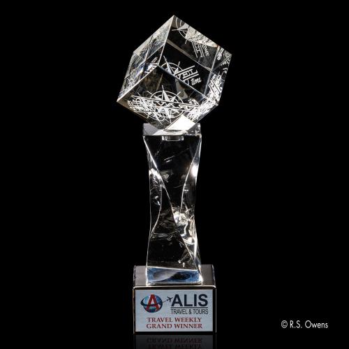 Corporate Awards - Crystal Awards - Crystal Pillar Awards - Vortex Obelisk Metal Award