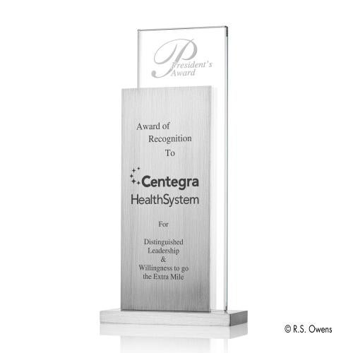 Corporate Awards - Glass Awards - Starfire Tower Rectangle Metal Award