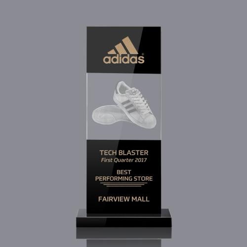 Corporate Awards - Modern Awards - Basilia 3D Black Rectangle Crystal Award
