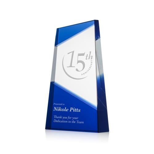 Corporate Awards - Crystal Awards - Colored Crystal - Amstel Blue Obelisk Crystal Award