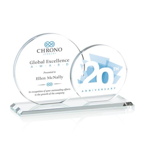 Corporate Awards - Eco Friendly Awards - Wood Awards - Double Victoria Full Color Circle Crystal Award