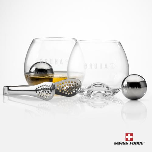 Corporate Recognition Gifts - Etched Barware - Swiss Force&reg; S/S Balls & 2 Boston DOF