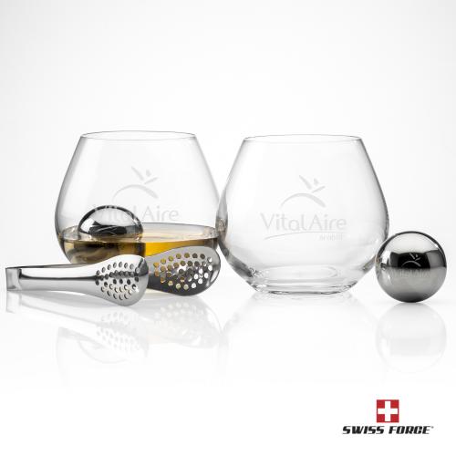 Corporate Recognition Gifts - Etched Barware - Swiss Force&reg; S/S Balls & 2 Blairgowrie Taster