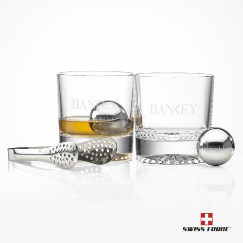 Corporate Recognition Gifts - Etched Barware - Swiss Force&reg; S/S Balls & 2 Romford OTR