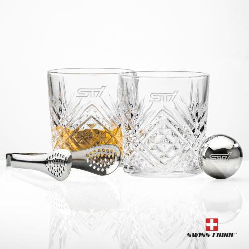 Corporate Recognition Gifts - Etched Barware - Swiss Force&reg; S/S Balls & 2 Milford OTR