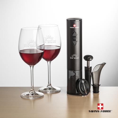 Corporate Recognition Gifts - Etched Barware - Swiss Force&reg; Opener Set & Coleford Wine