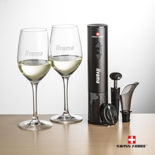 Corporate Recognition Gifts - Etched Barware - Swiss Force&reg; Opener Set & Lethbridge Wine