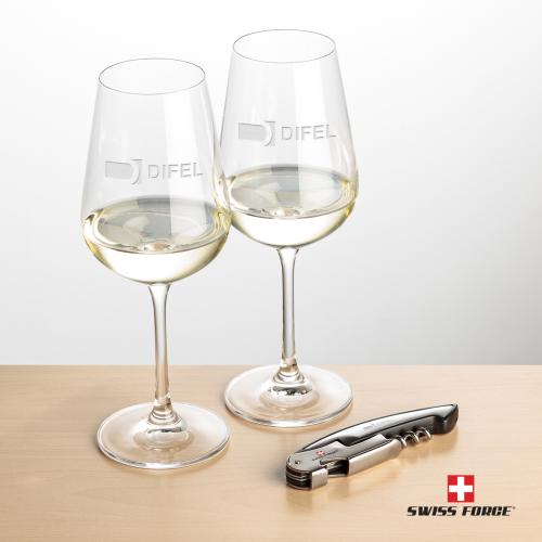 Corporate Recognition Gifts - Etched Barware - Swiss Force&reg; Opener & Laurent Wine