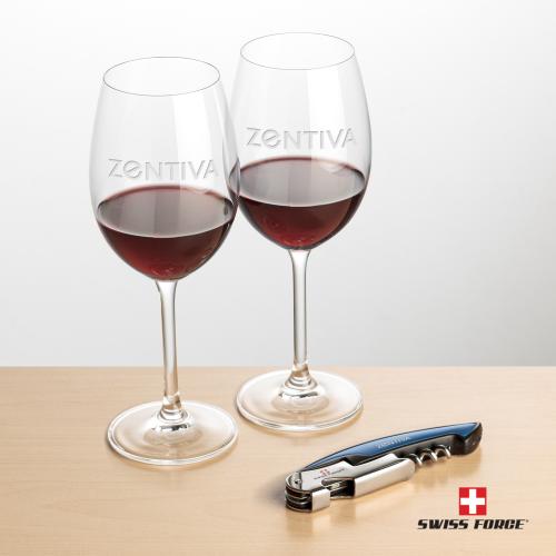 Corporate Recognition Gifts - Etched Barware - Swiss Force&reg; Opener & Coleford Wine