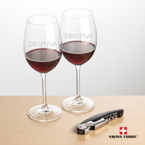 Corporate Recognition Gifts - Etched Barware - Swiss Force&reg; Opener & Coleford Wine