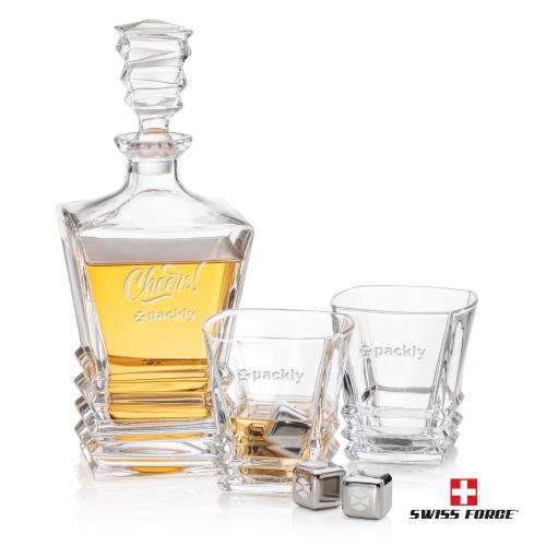 Corporate Recognition Gifts - Etched Barware - Bentley Decanter Set & Ice Cubes