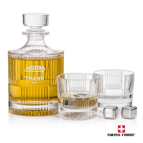 Corporate Recognition Gifts - Etched Barware - Blackwell Decanter Set & Ice Cubes