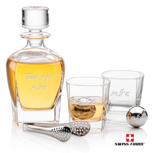 Corporate Recognition Gifts - Etched Barware - Sterling Decanter Set & Ice Balls