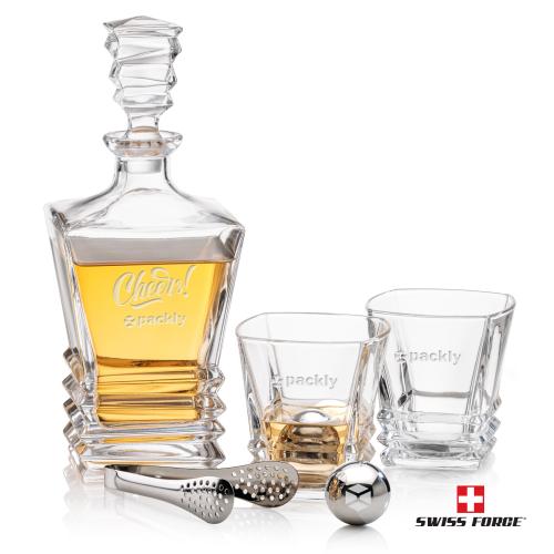 Bentley Decanter Set & Ice Balls Corporate Recognition Gifts - Etched Barware - Bentley Decanter Set & Ice Balls