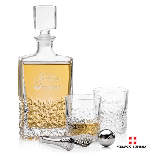 Oakham Decanter Set & Ice Balls Corporate Recognition Gifts - Etched Barware - Oakham Decanter Set & Ice Balls