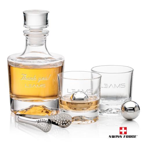 Heathfield Decanter Set & Ice Balls Corporate Recognition Gifts - Etched Barware - Heathfield Decanter Set & Ice Balls
