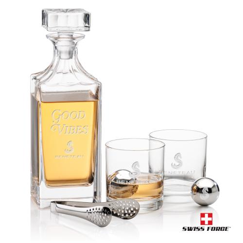 Aristocrat Decanter Set & Ice Balls Corporate Recognition Gifts - Etched Barware - Aristocrat Decanter Set & Ice Balls