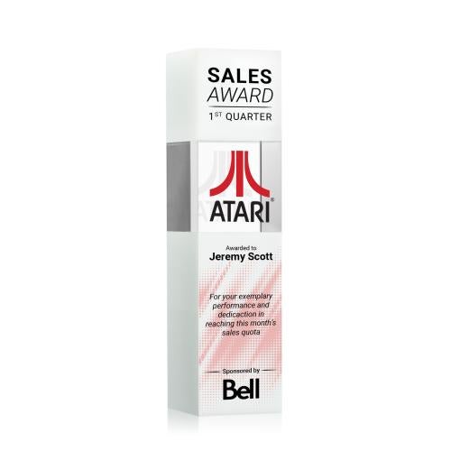 Corporate Awards - Crystal Awards - Crystal Pillar Awards - Araceli Full Color White Obelisk Crystal Award