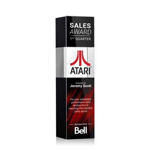 Corporate Awards - Crystal Awards - Crystal Pillar Awards - Araceli Full Color Black Obelisk Crystal Award